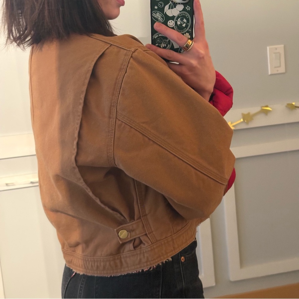 Reworked Vintage Carhartt Women's Brown Jacket with Red Accents - Picture 2 of 5